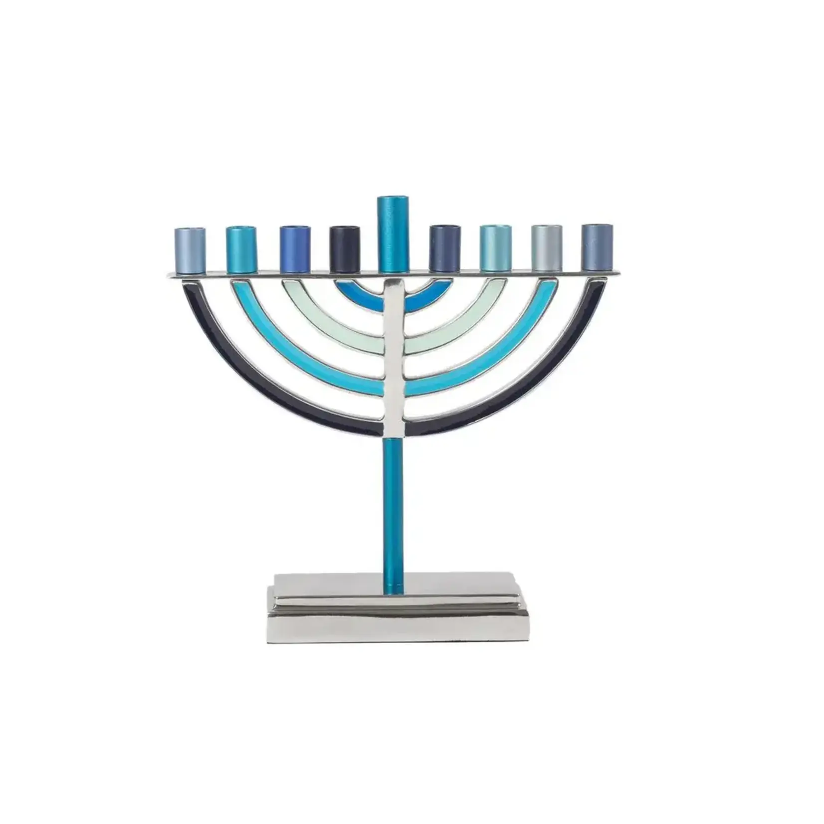 Small Classic Menorah, Aluminum, Shades of Blue