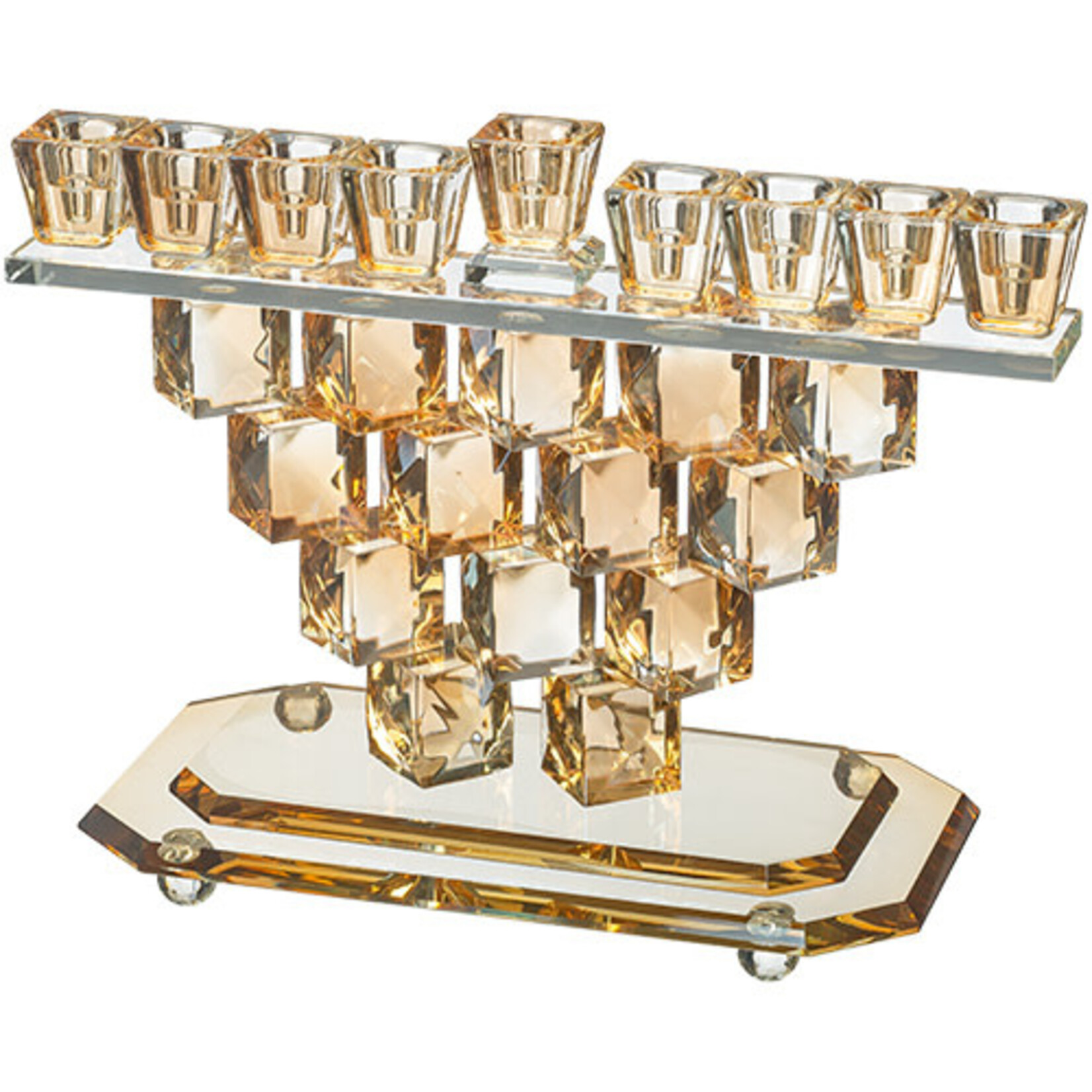 Crystal Elegant Menorah 16cm - Cube Design