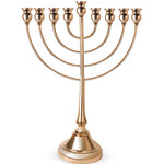 Metal Menorah 49cm - Gold with Candle Lighting Prayer Card