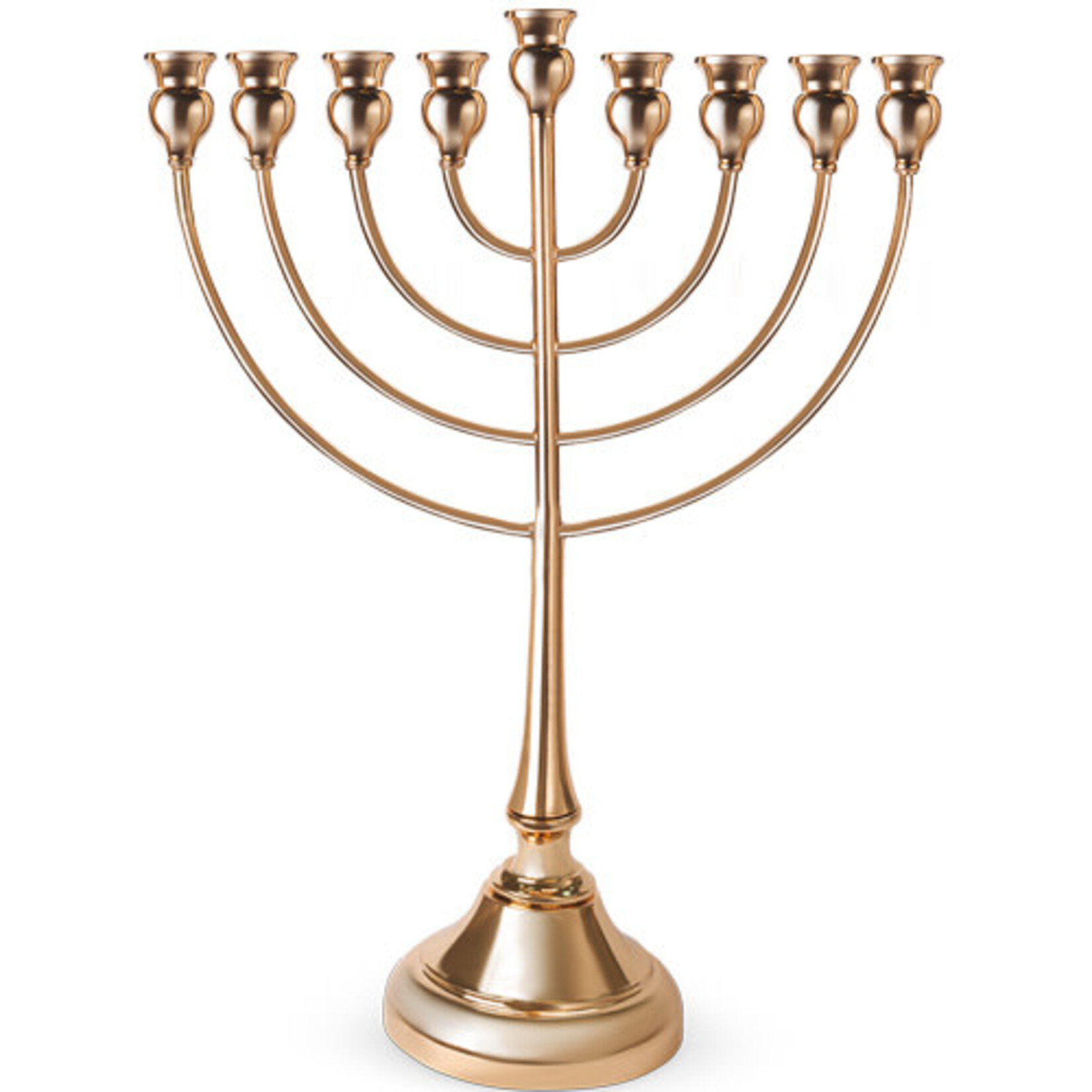 Metal Menorah 49cm - Gold with Candle Lighting Prayer Card