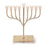 Metal Menorah with Crystal base and Plaque 37cm