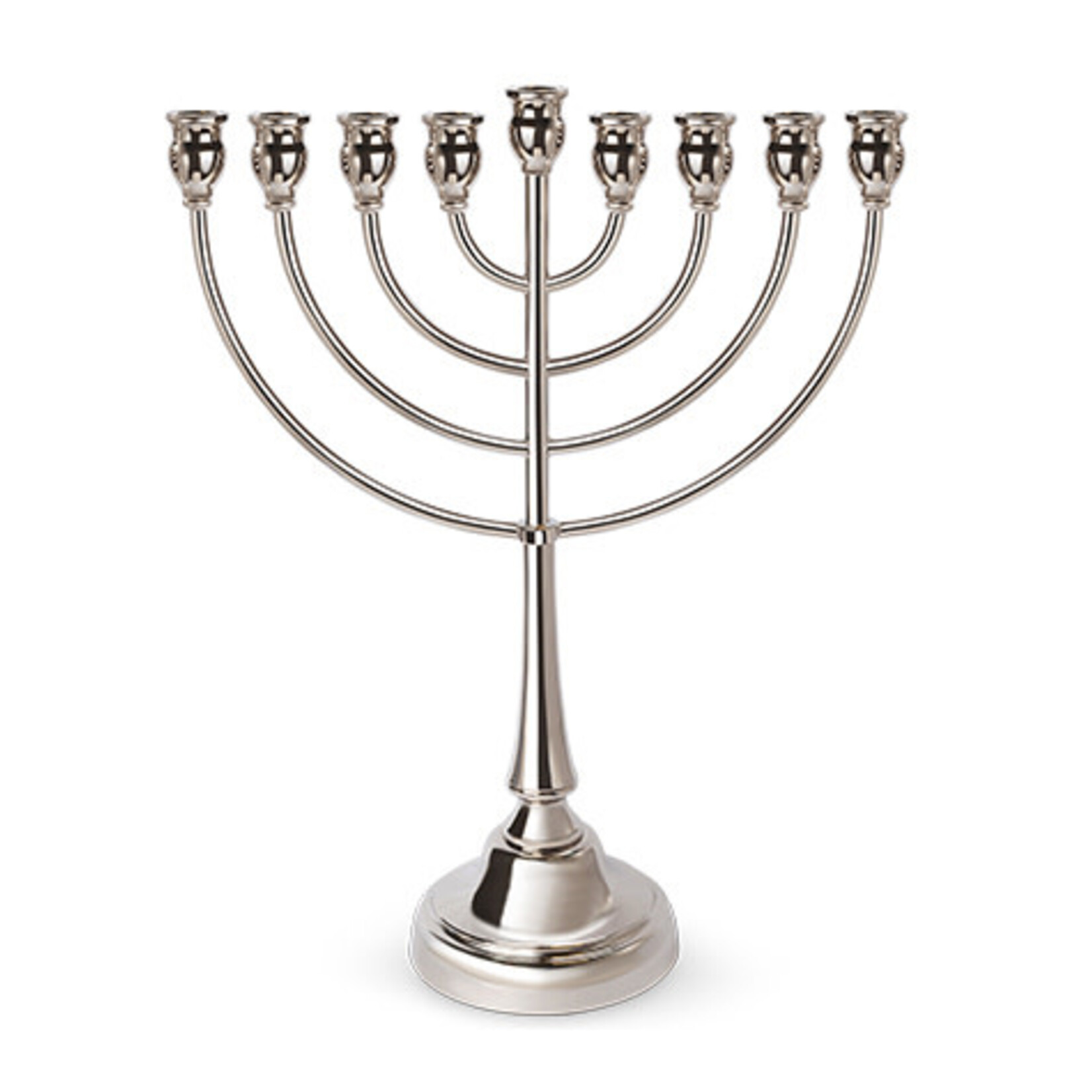 Metal Menorah 49cm - Silver with Candle Lighting Prayer Card