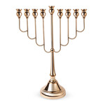Metal Menorah Rose Gold 64cm with Candle Lighting Prayer Card