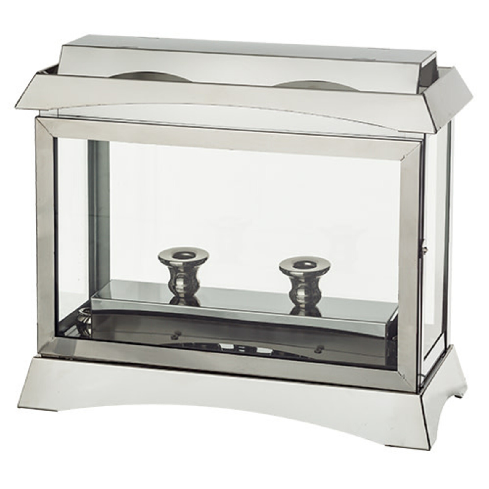 Metal and Glass Menorah Box - Silver Colour