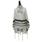 Emanuel Tallit - Cotton With Silk Embroidery. Gray Shield of (Magen) David.