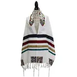 Emanuel  Tallit - Cotton With Silk Embroidery With Bag and Kippah. Multicolor Shield (Magen) David.