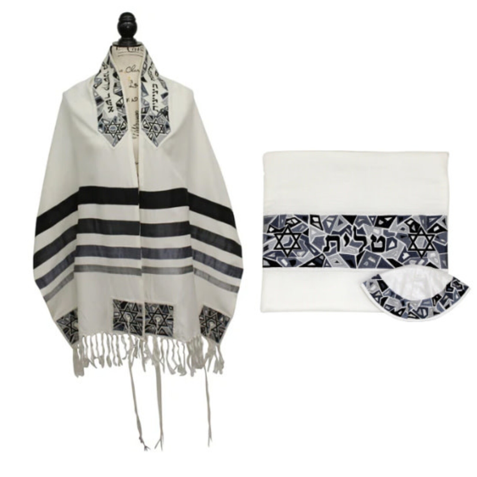 Emanuel Tallit - Shield of (Magen) David - Black / Gray