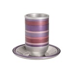 Kiddush Cup with Tray, Rings, Shades of Red/Purple