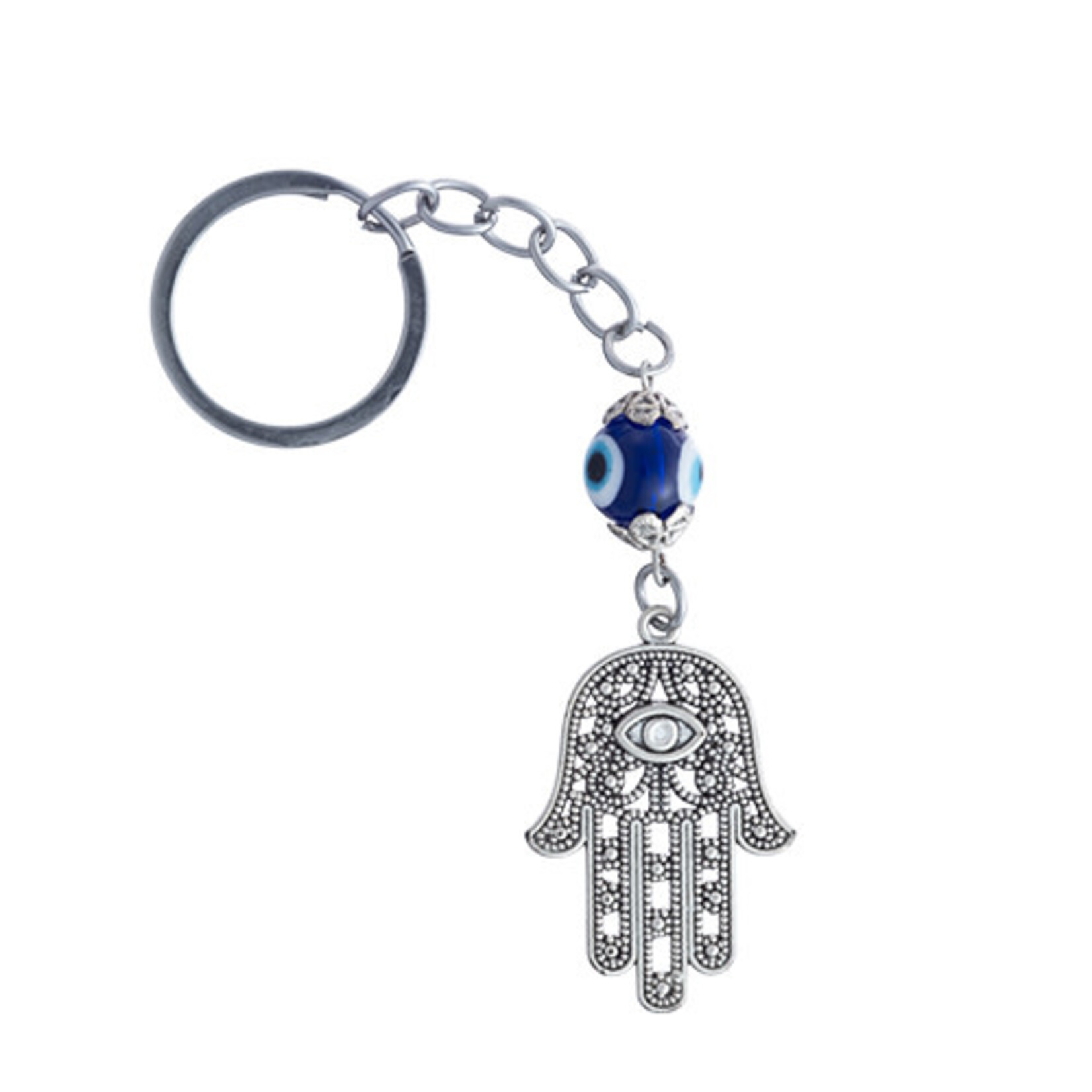 Hamsa with Eye Charm Keychain 4 cm - Nickel