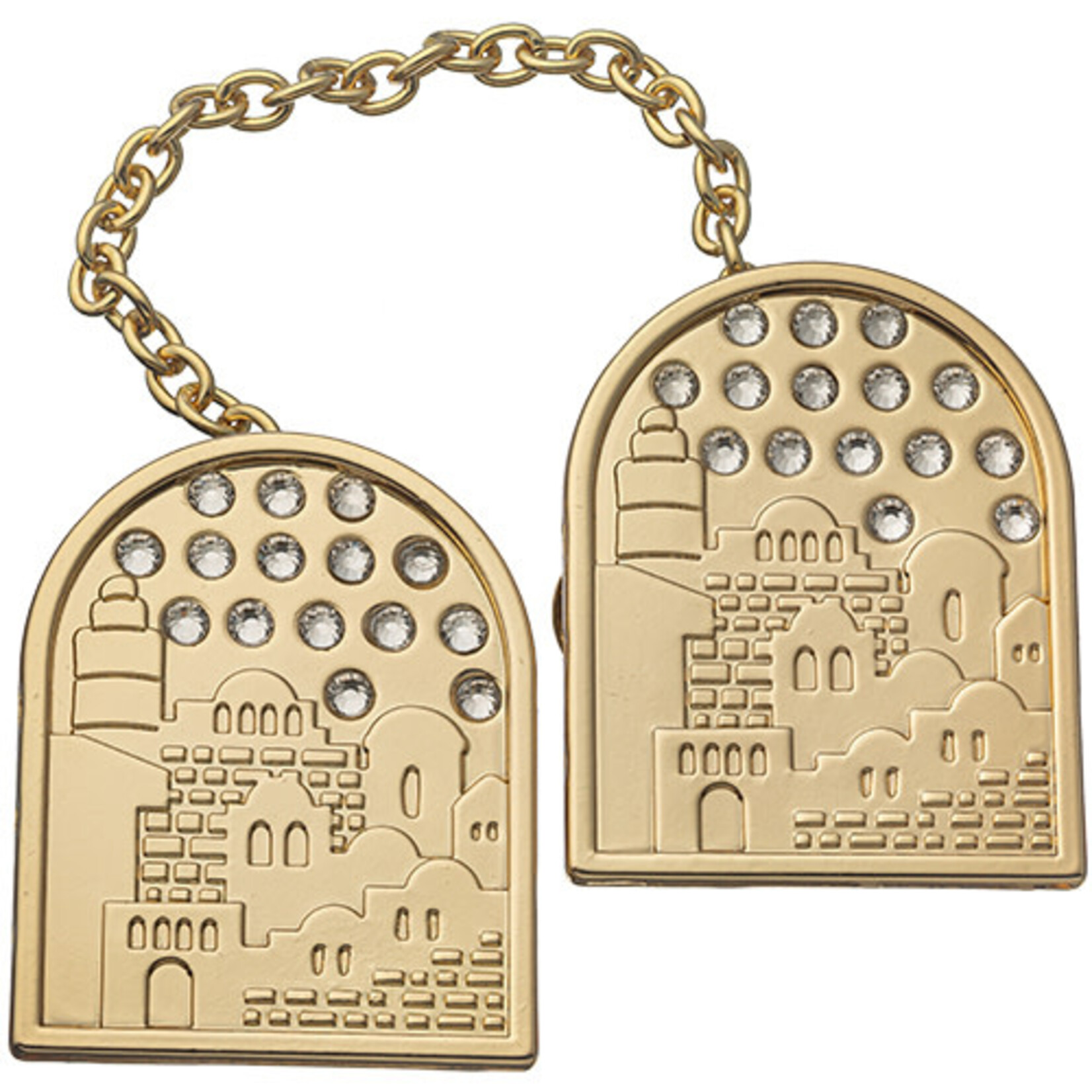 Jerusalem Tallit Clips 9 cm - Gold Finish