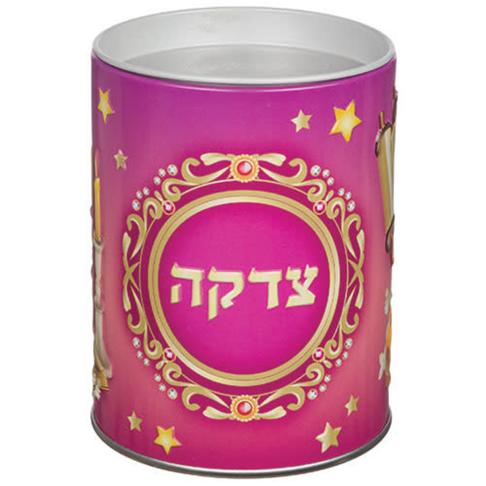 Pink Tin Tzedakah Box 10 cm