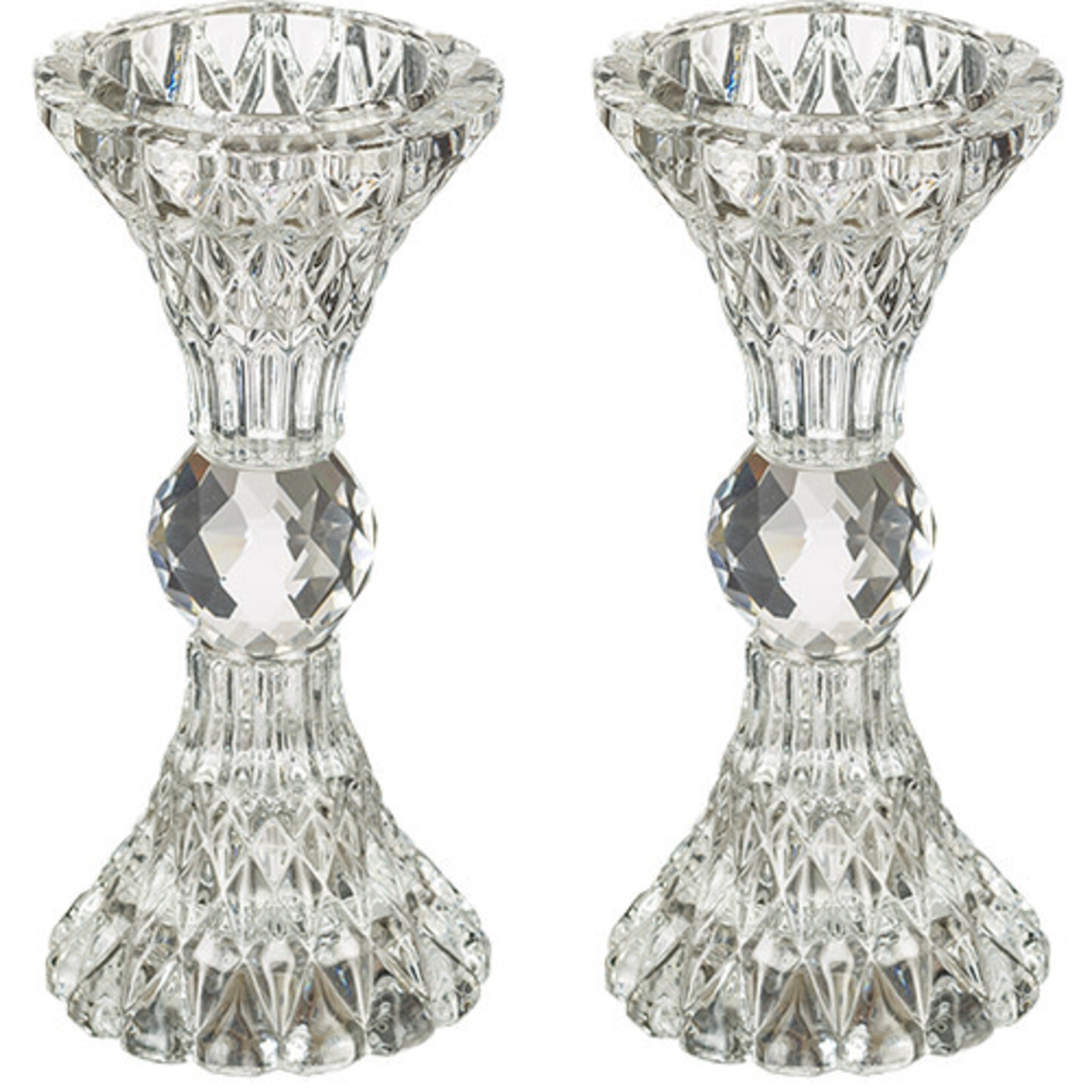 Crystal Shabbat Candlesticks 13 cm