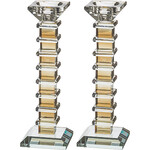 Tall Crystal Shabbat Candlesticks 22.5CM