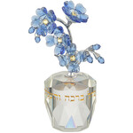 Blue Floral Crystal Vase with Blessing 11cm