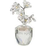 Clear Floral Crystal Vase with Blessing 11cm