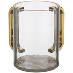 Clear Modern Washing Cup with Brown Marble Base and Gold Handles