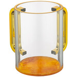 Clear Modern Washing Cup with Orange Marble Base and Gold Handles