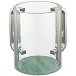 Clear Modern Washing Cup with Green Marble Base and Silver Handles