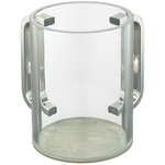 Clear Modern Washing Cup with White Marble Base and Silver Handles
