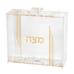 Clear Matzah Box with Gold Design