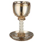 Gold Stemmed Crystal Kiddush Cup 3.4oz