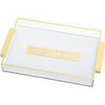 Challah Tray - White with Gold Handles - Lucite