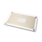 Glass Challah Tray - White with Gold Line Design