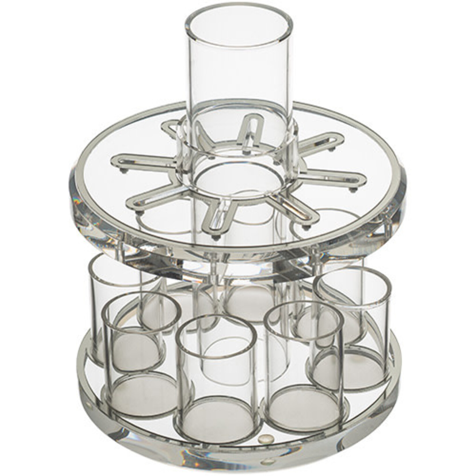 Modern Clear with Silver Lucite Kiddush Fountain Set with 8 cups