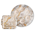 Gold Marble Matzah and Seder Plate - Bamboo