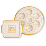 Gold Matzah and Seder Plate - Bamboo