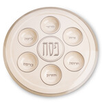 Beige and Silver Seder Plate - Round