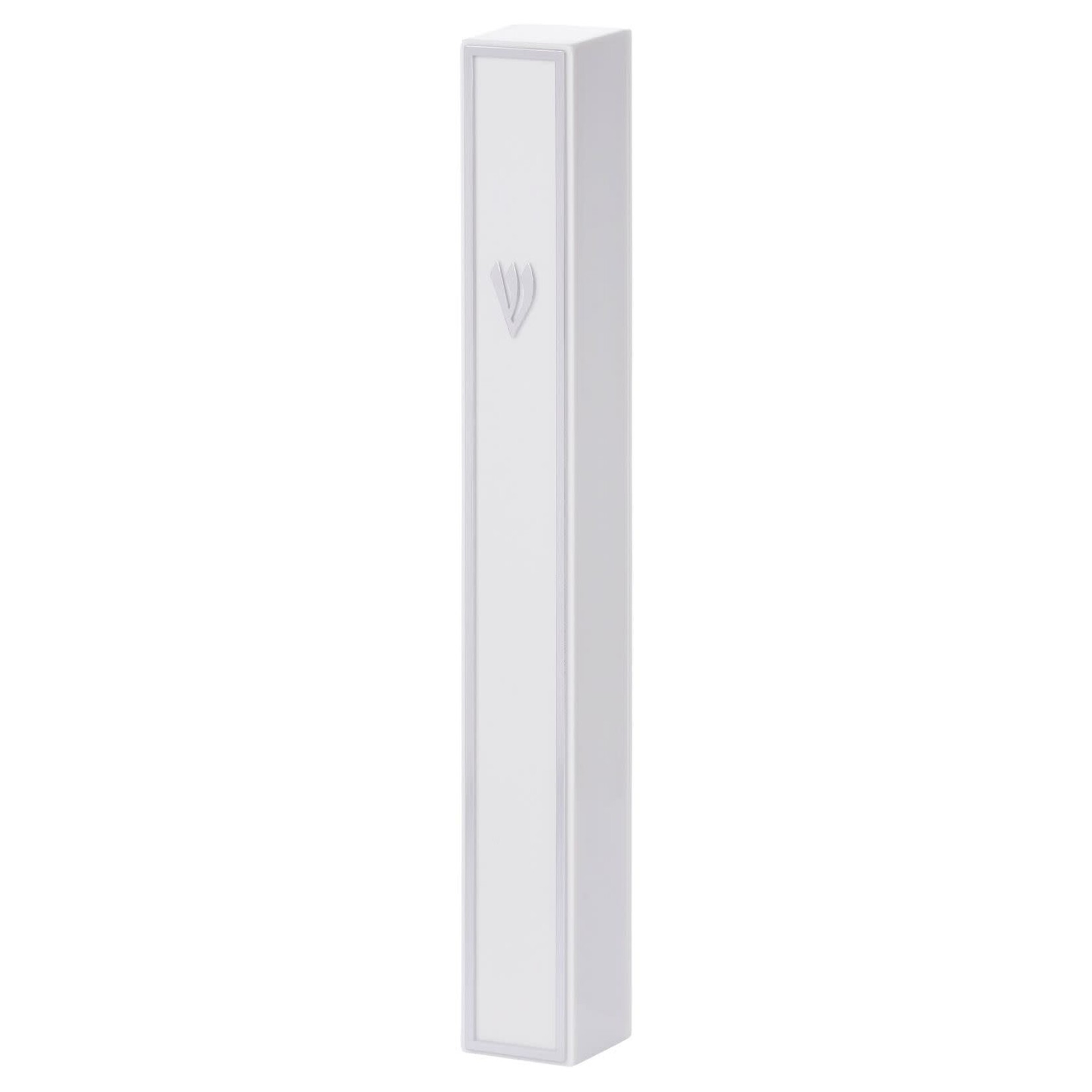 White Plastic Mezuzah with White Accent 12 cm