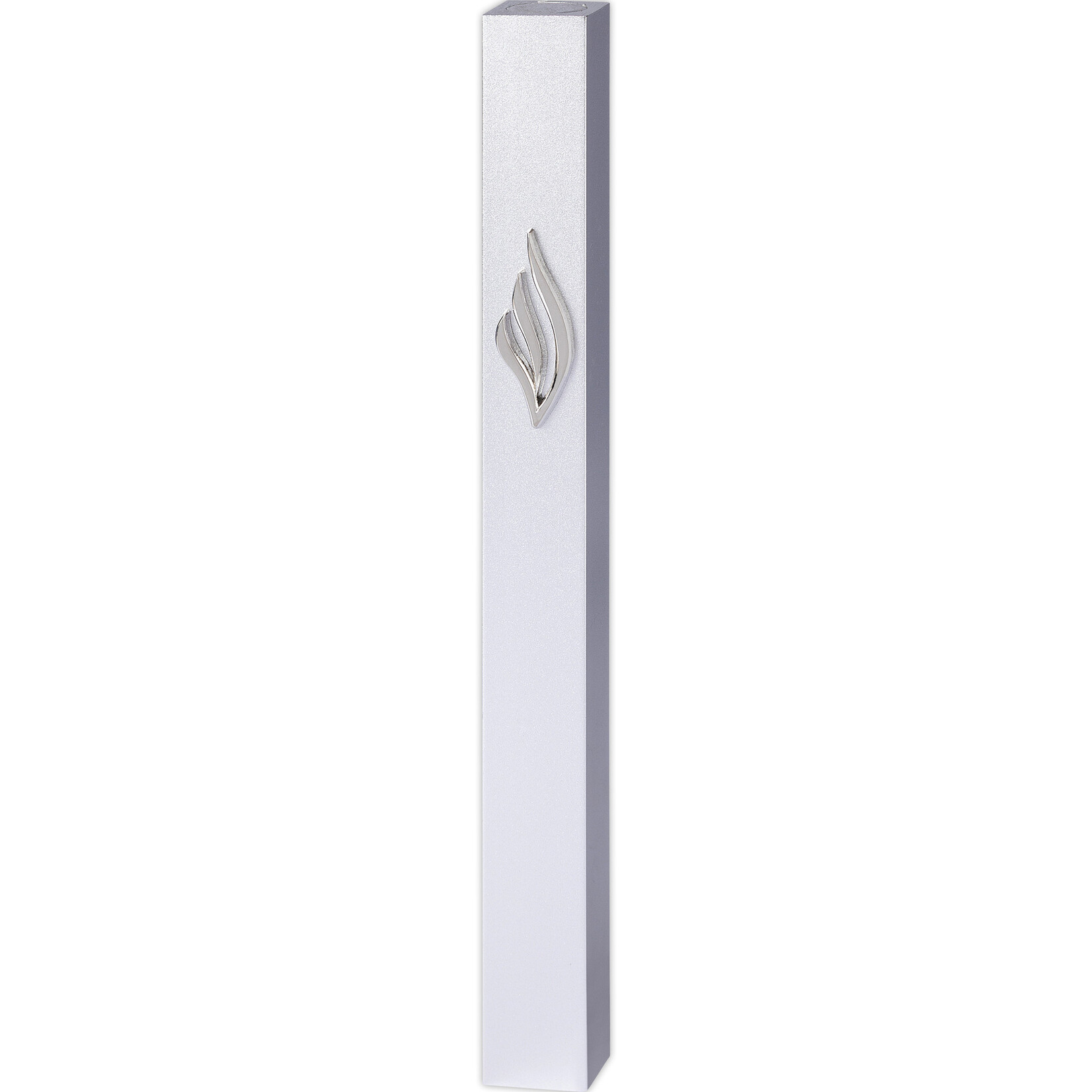 Silver Aluminum Mezuzah 12 cm-with Silver Metal Shin