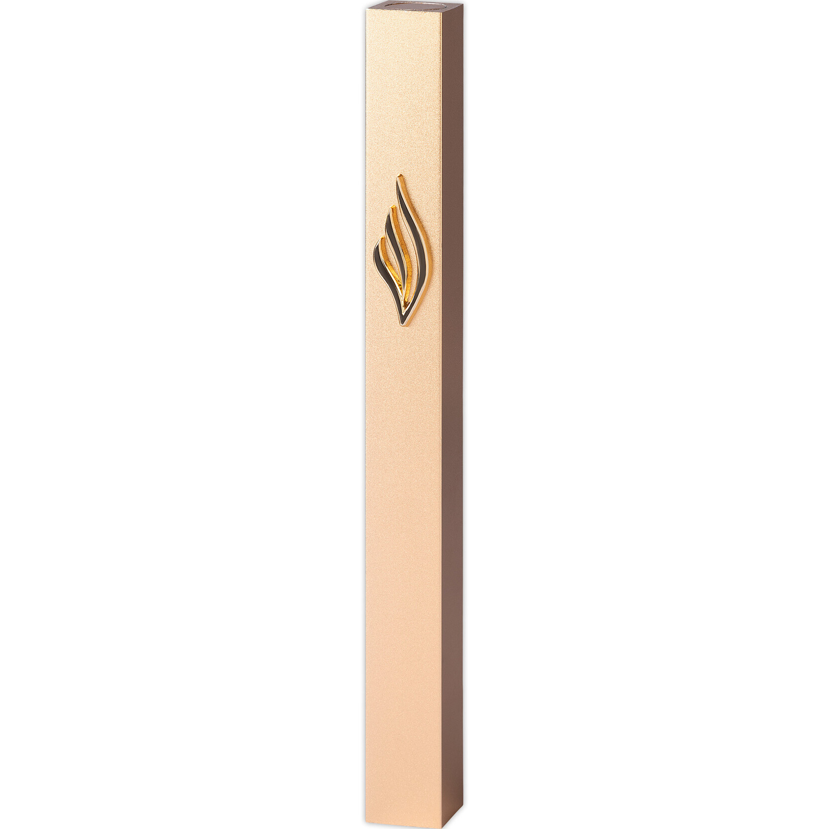 Gold Aluminum Mezuzah 12 cm-with Gold Metal Shin