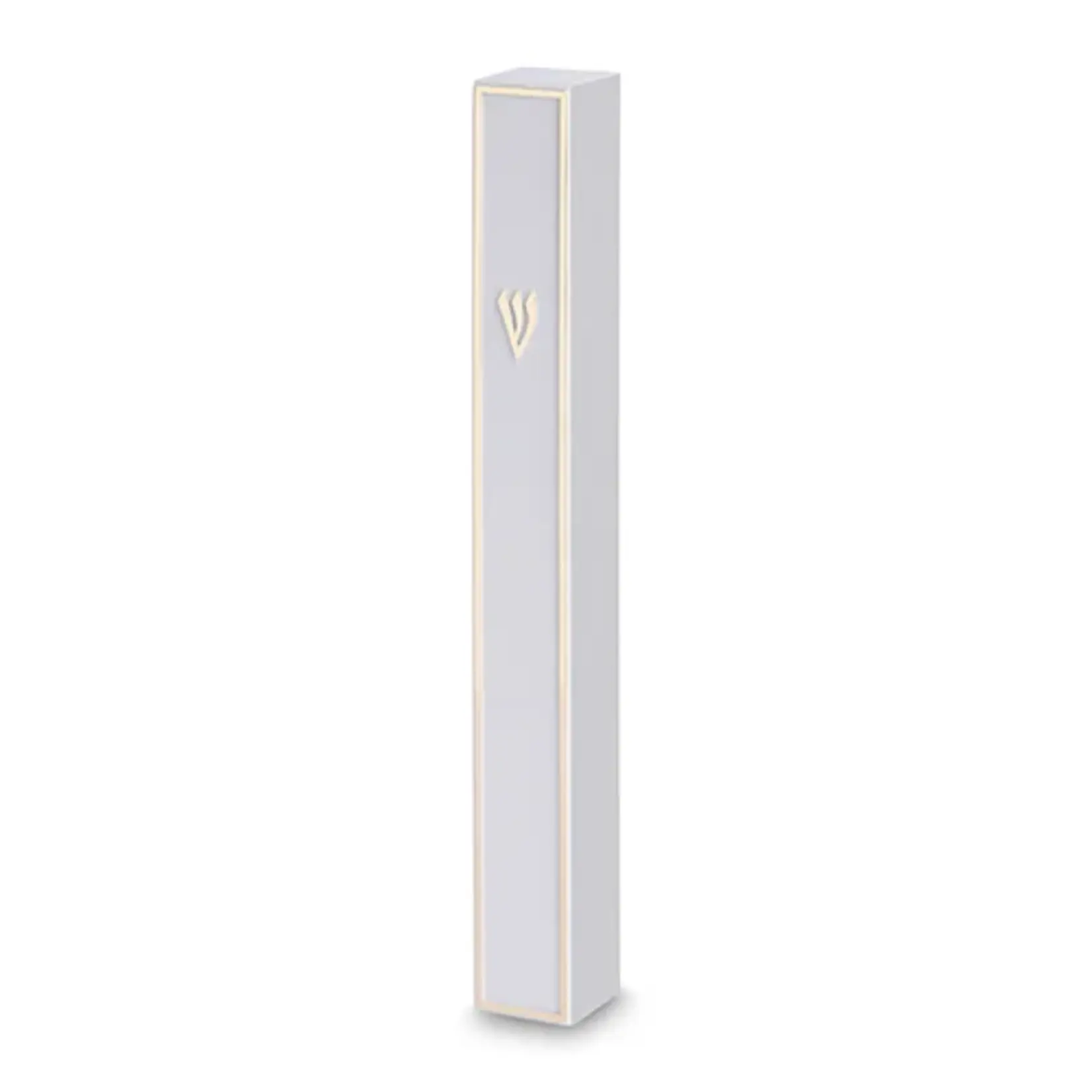 White Plastic Mezuzah with Gold Accent 12 cm
