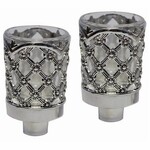 Floral Design Neronim Candle Holders - Silver Plated - 2 Pack - 3"H