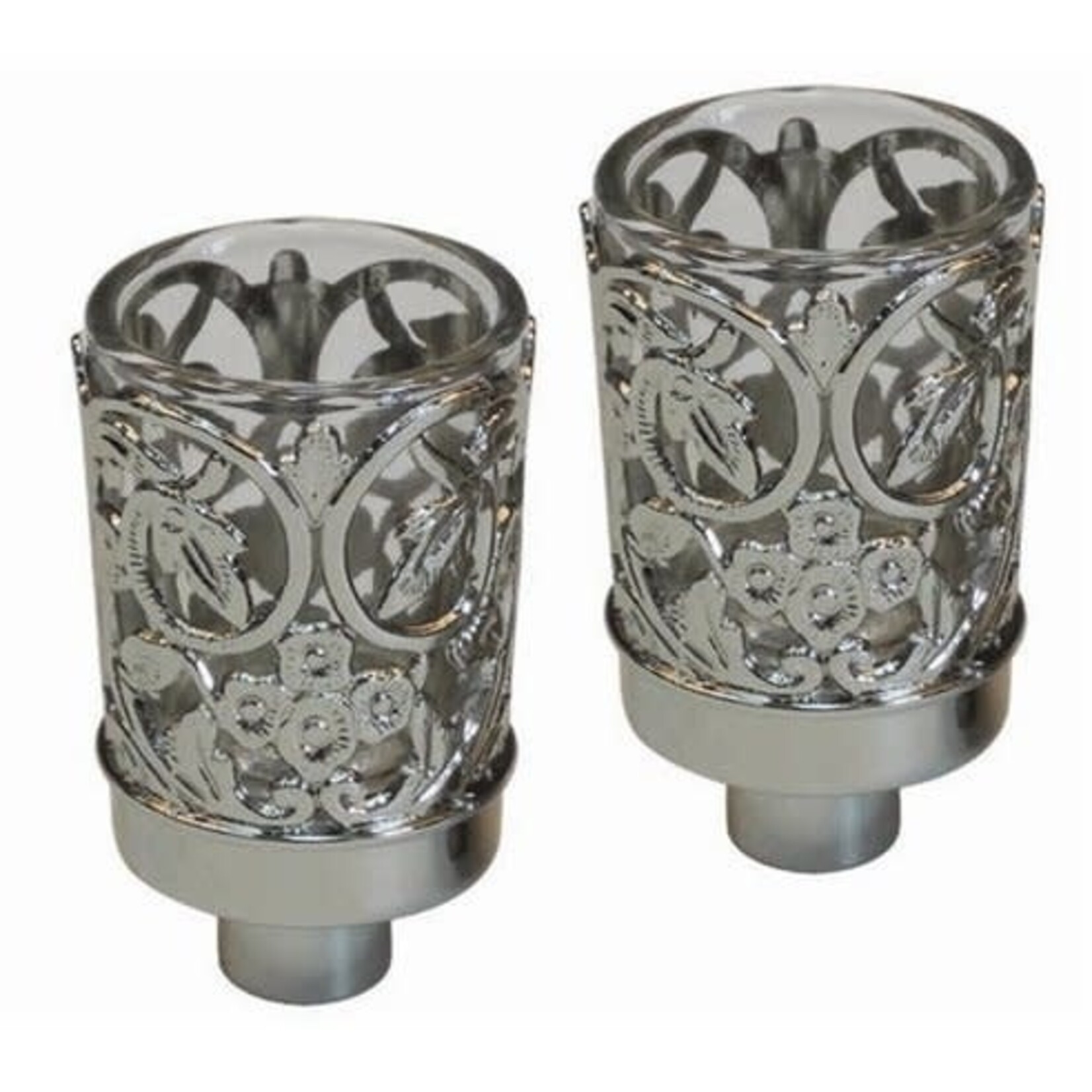 Pewter Design Neronim Candle Holders - Silver Plated - 2 Pack - 3"H