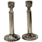 Marble Finish Candlestick  - Set of Two - 6.25"H