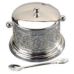 Charoset Dish, Silver Plated/Glass 3.5"