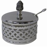 Charoset Dish, Pewter/Glass