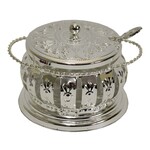 Charoset Dish, Silver/Glass with Handles