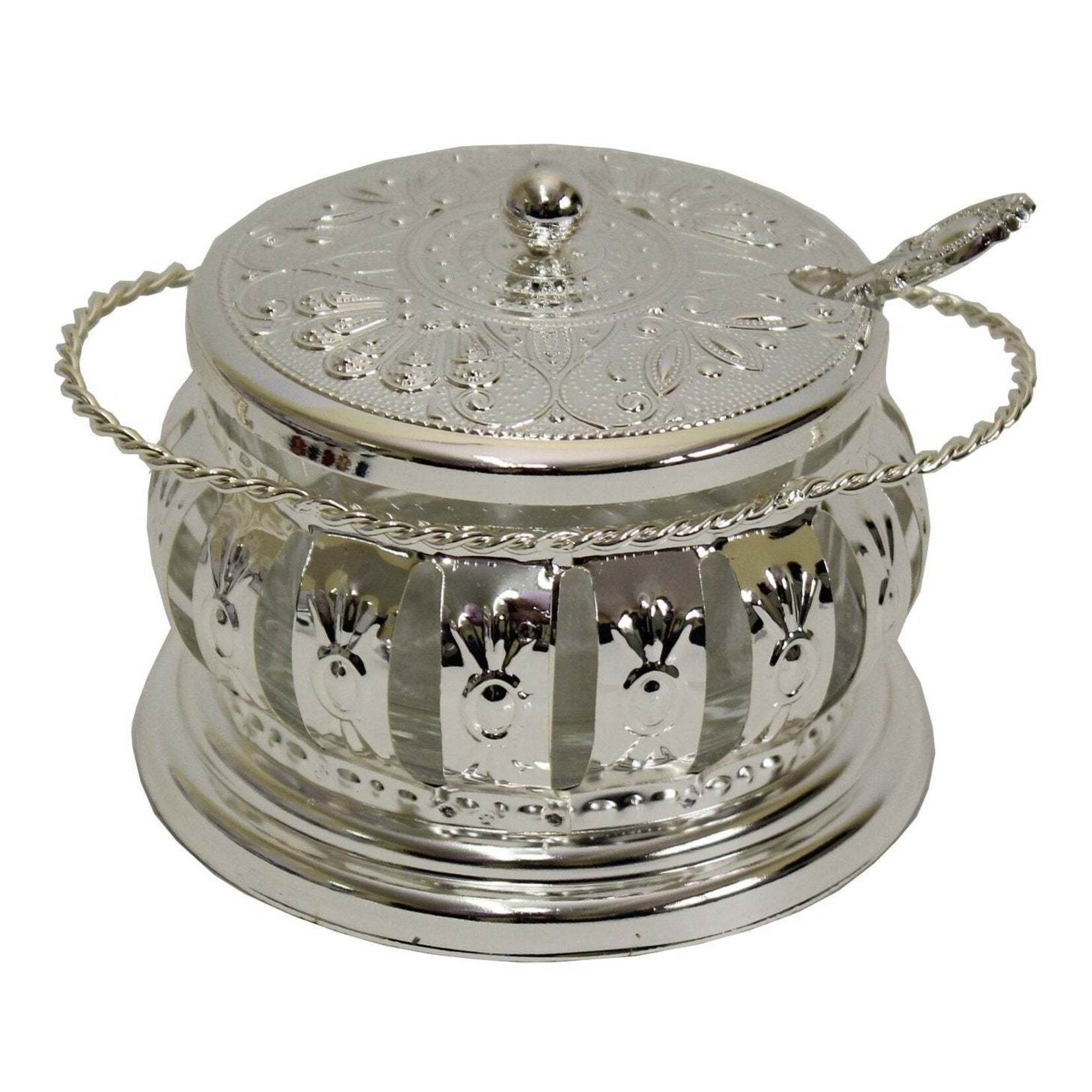 Charoset Dish, Silver/Glass with Handles