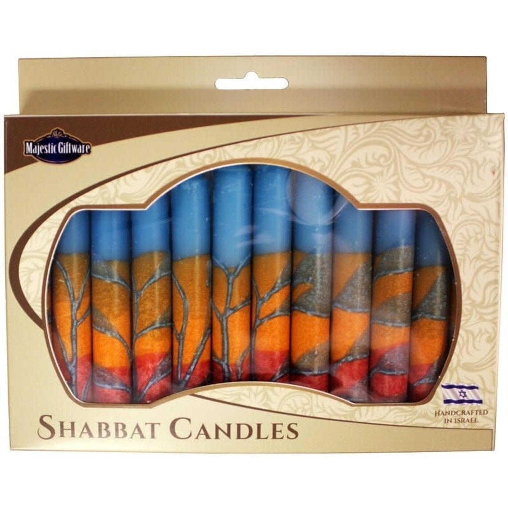 Safed Shabbat Candle - Harmony Turquoise - 5.5"