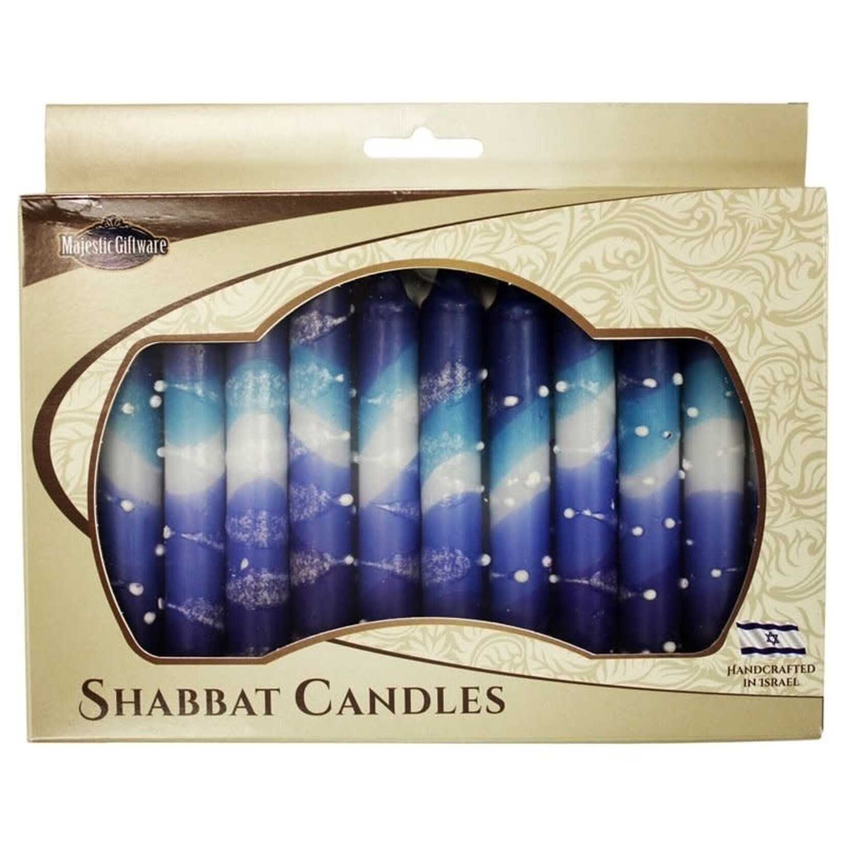 Safed Shabbat Candle - Snow Blue - 5.5"