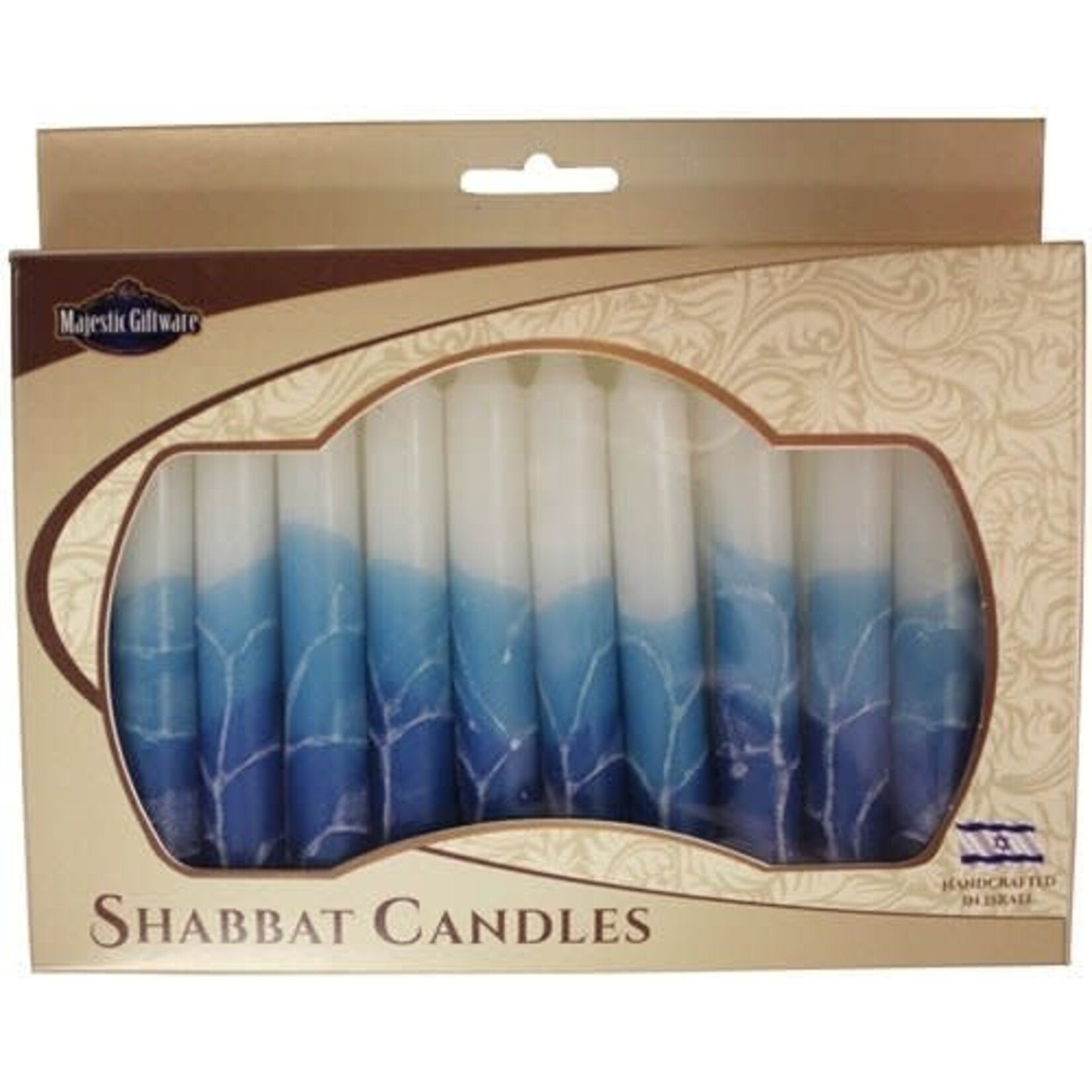 Safed Shabbat Candle - White Turquoise - 5.5"