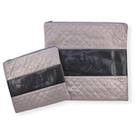 Tallit and Tefillin Bag Set - Design - Faux Leather - Grey with Dark Grey