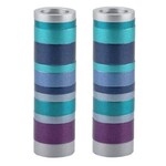 Emanuel Candlesticks - Set of Two - Small - Full Rings - Blue