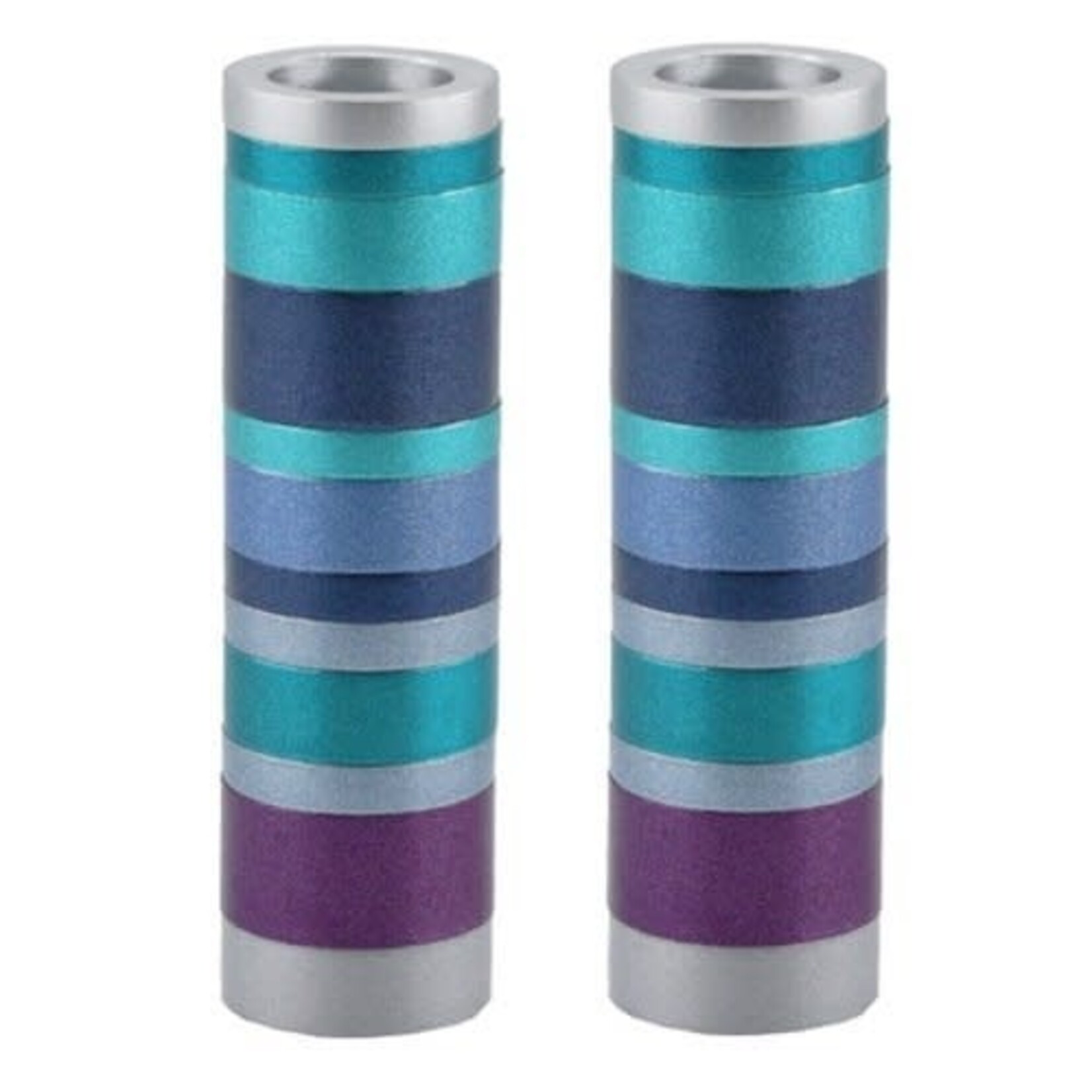 Emanuel Candlesticks - Set of Two - Small - Full Rings - Blue