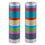 Emanuel Candlesticks - Set of Two - Anodized Cylinder Rings - Multi Color
