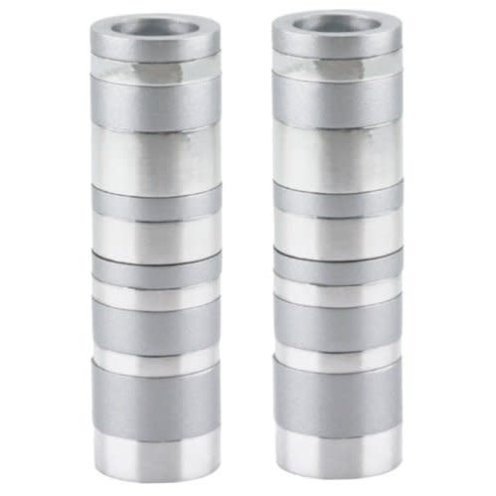 Emanuel Candlesticks - Set of Two - Small - Full Rings - Silver